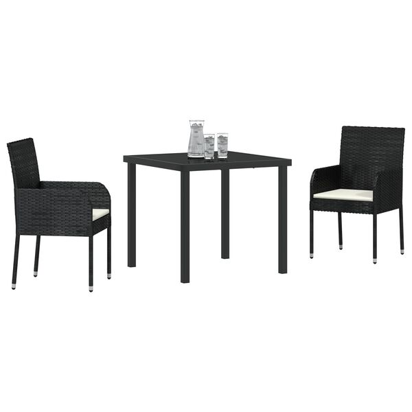 vidaXL Z&aacute;hradn&yacute; jed&aacute;lensk&yacute; set s vank&uacute;&scaron;om 5 pcs Čierna polyratan