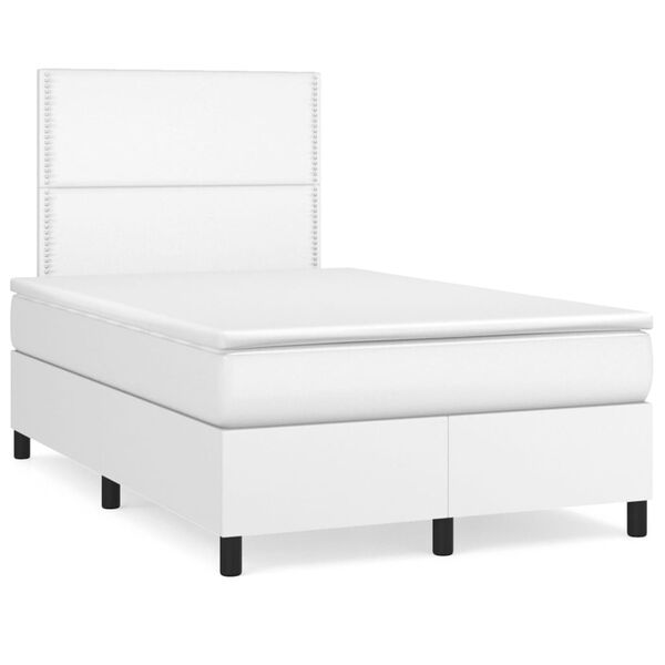 vidaXL Boxspring posteľ s matracom biela 120x200 cm umel&aacute; koža