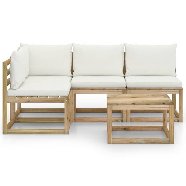 vidaXL 5-dielna z&aacute;hradn&aacute; sedacia s&uacute;prava, kr&eacute;mov&eacute; podložky