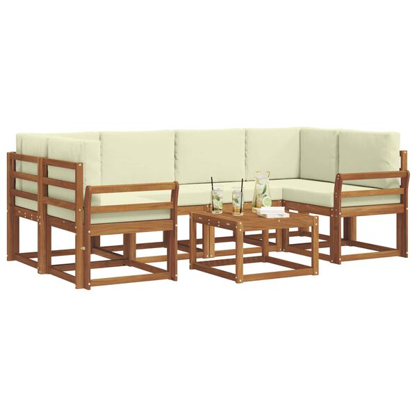 vidaXL Z&aacute;hradn&aacute; s&uacute;prava gaučov s vank&uacute;&scaron;om 7 pcs Pr&iacute;rodn&aacute; a kr&eacute;mov&aacute;