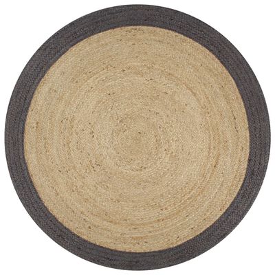 vidaXL Ručne vyrobený jutový koberec s tmavo-sivými okrajmi 120 cm
