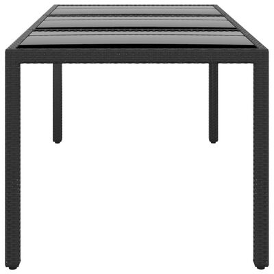 vidaXL Záhradný stôl 190x90x75 cm tvrdené sklo a polyratan čierny