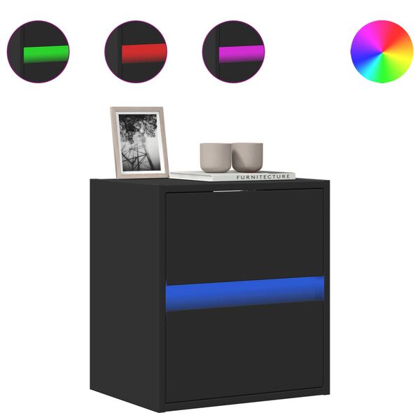 vidaXL TV n&aacute;stenn&aacute; skrinka s LED svetlami čierna 41x31x45 cm