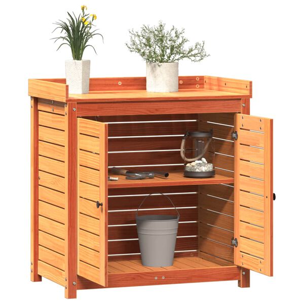 vidaXL Stôl na presádzanie s policami hnedý 82,5x50x86,5 cm borovica