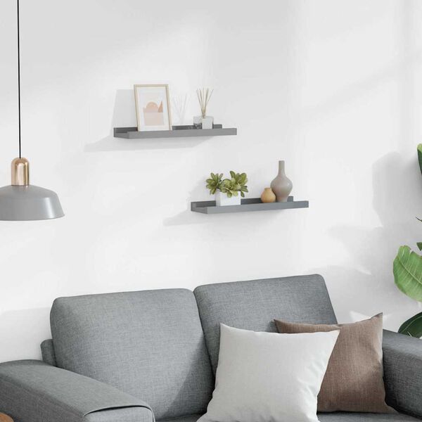 vidaXL Poličky na zar&aacute;movan&eacute; obr&aacute;zky 2 ks siv&eacute; 40x9x3 cm MDF