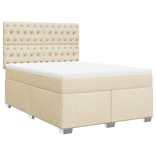 vidaXL Posteľn&yacute; r&aacute;m boxspring s matracom kr&eacute;mov&yacute; 140x200 cm l&aacute;tka