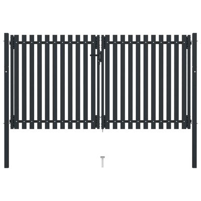 vidaXL Dvojkrídlová plotová brána, oceľ 306x200 cm, antracitová