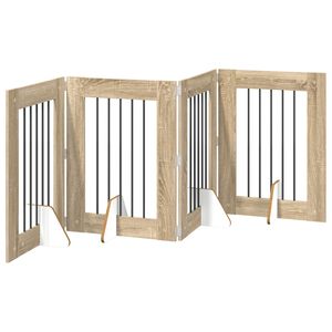 vidaXL Skladacia psia br&aacute;na so stojanmi 4 ks Dub sonoma 241 cm