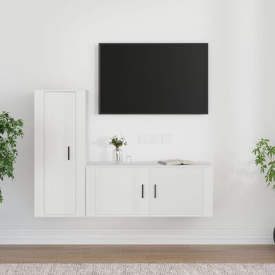 vidaXL 2-dielna súprava TV skriniek lesklá biela kompozitné drevo