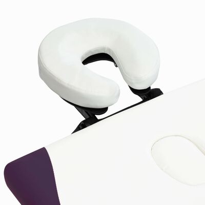 vidaXL 2-zónový skladací masážny stôl bielo-fialový hliníkový