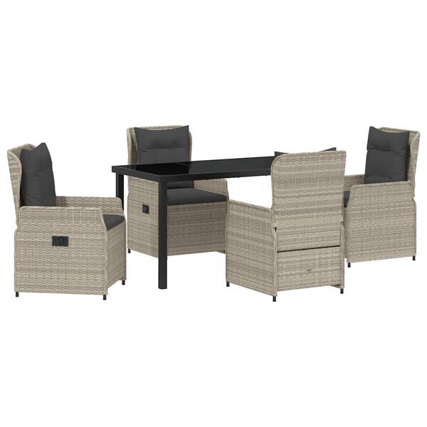 vidaXL Z&aacute;hradn&yacute; jed&aacute;lensk&yacute; set 5 pcs Svetlosiv&aacute; polyratan