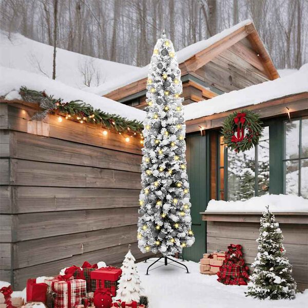 vidaXL Umelý vianočný stromček Zelená 240 cm PVC, oceľ a plast