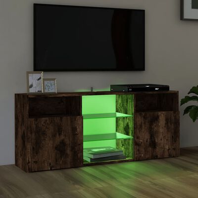 vidaXL TV skrinka s LED svetlami dymový dub 120x30x50 cm