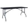 vidaXL Skladac&iacute; z&aacute;hradn&yacute; st&ocirc;l, čierny 180x75x72cm,HDPE imit&aacute;cia ratanu