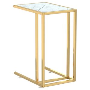 vidaXL Poč&iacute;tačov&yacute; bočn&yacute; stol&iacute;k biely mramor 50x35x65 cm tvrden&eacute; sklo