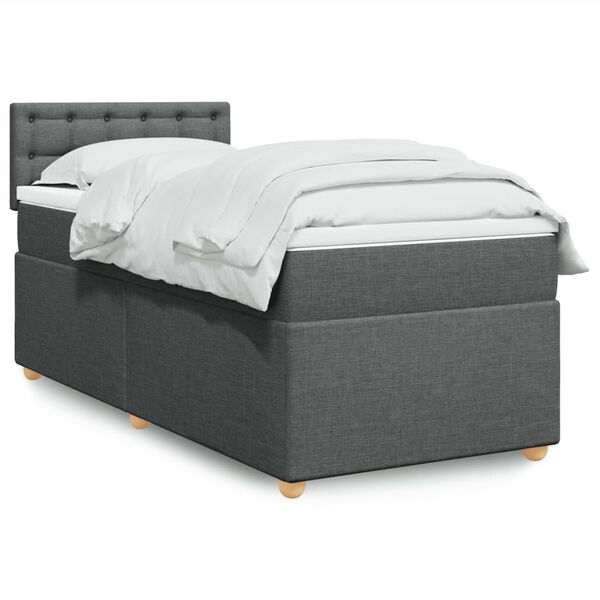 vidaXL Boxspring posteľ s matracom tmavosiv&aacute; 90x190 cm l&aacute;tka