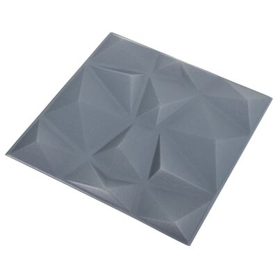 vidaXL 3D nástenné panely 24 ks 50x50 cm, diamantové, sivé 6 m²