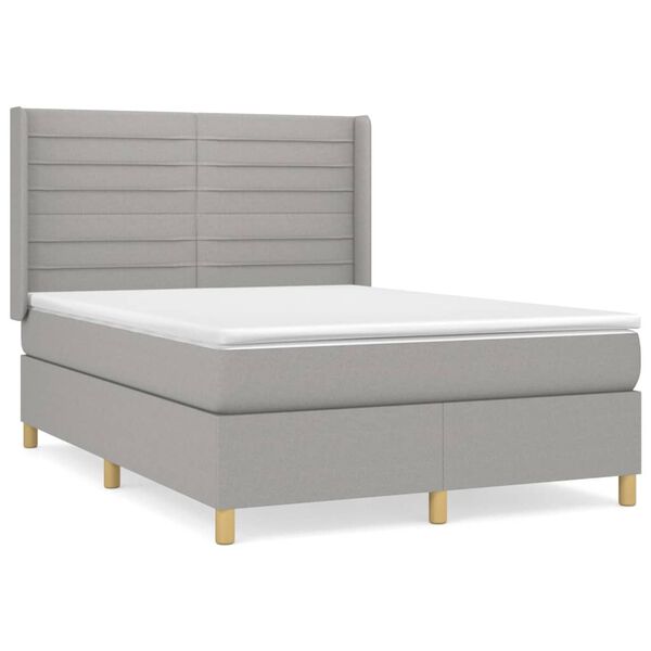 vidaXL Boxspring posteľ s matracom bledosiv&yacute; 140x190 cm l&aacute;tka