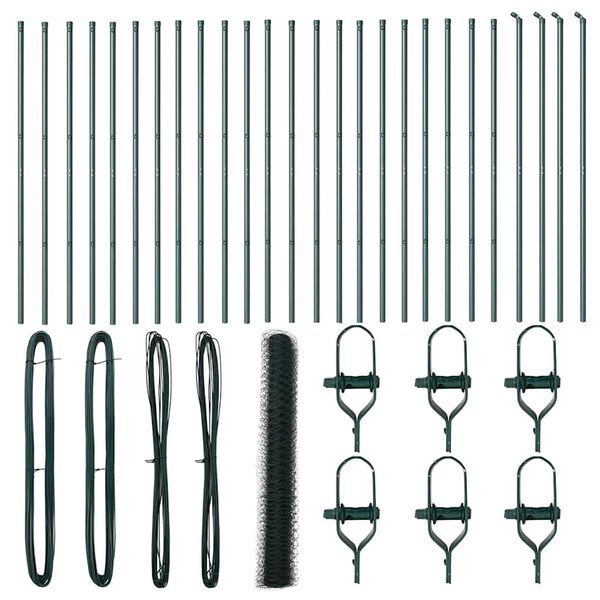 vidaXL Plot s stĺpmi Zelen&aacute; 1 x 50 m Ocel potiahnut&aacute; PVC