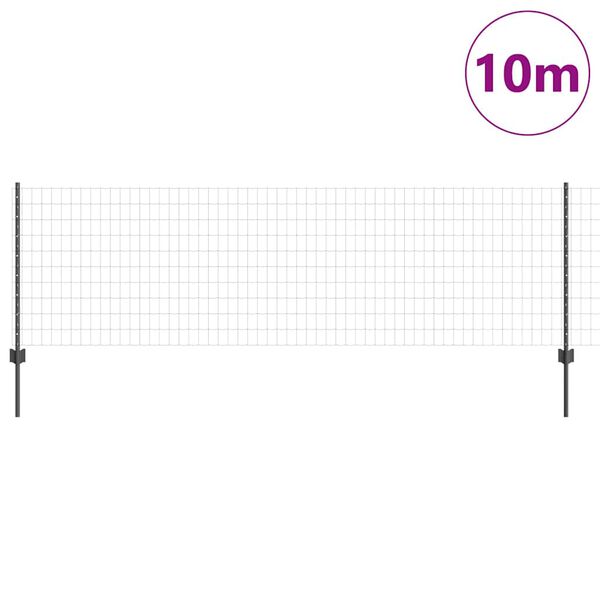 vidaXL Plot s podperou Siv&aacute; 0,8 x 10 m Ocel a PVC