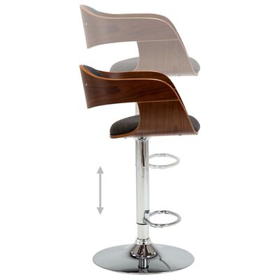 vidaXL Barová stolička, sivá, ohýbané drevo a látka