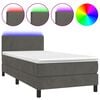 vidaXL Posteľ boxsping s matracom a LED tmavosiv&aacute; 100x200 cm zamat