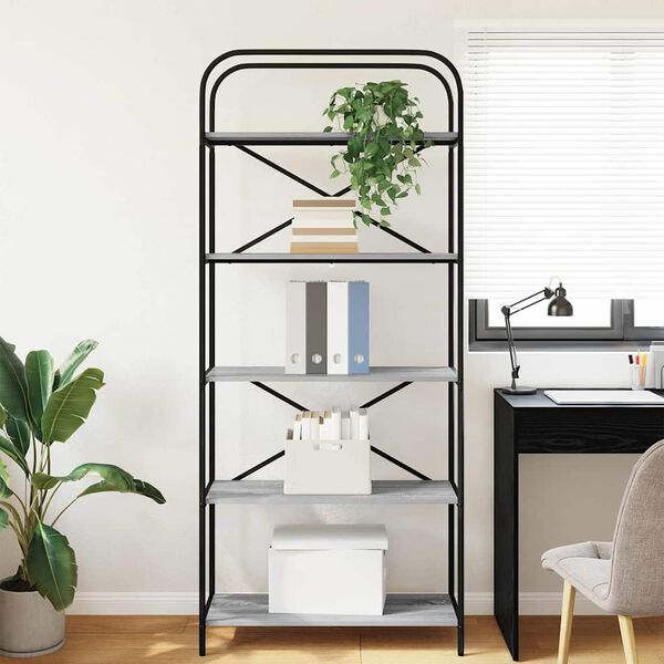 vidaXL Reg&aacute;l na knihy Siv&yacute; Sonoma 80 x 30 x 183 cm Kompozitn&eacute; drevo