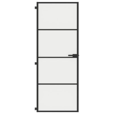 vidaXL Vnútorné dvere tenké čierne 76x201,5 cm tvrdené sklo a hliník