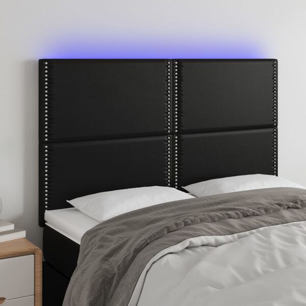 vidaXL Čelo postele s LED čierne 144x5x118/128 cm umel&aacute; koža