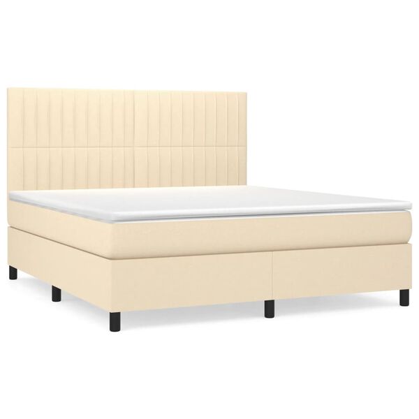 vidaXL Posteľn&yacute; r&aacute;m boxspring s matracom kr&eacute;mov&yacute; 160x200 cm l&aacute;tka