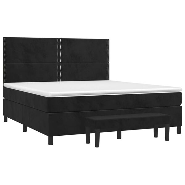 vidaXL Posteľn&yacute; r&aacute;m boxspring s matracom čierny 180x200 cm zamat