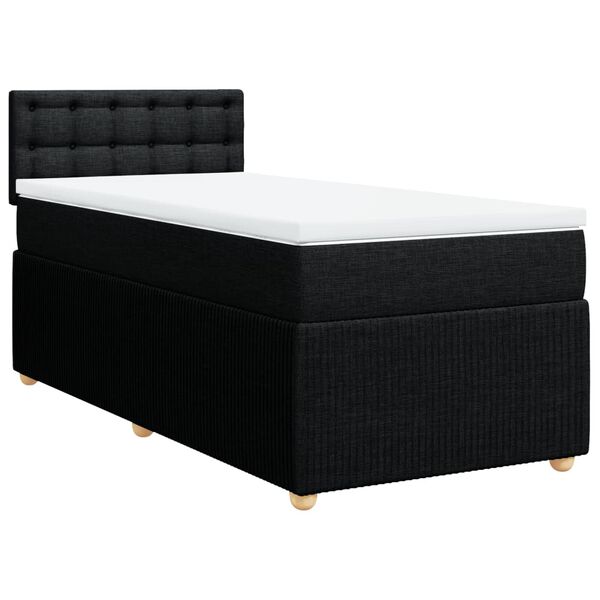 vidaXL Posteľn&yacute; r&aacute;m boxspring s matracom čierny 90x200 cm l&aacute;tka