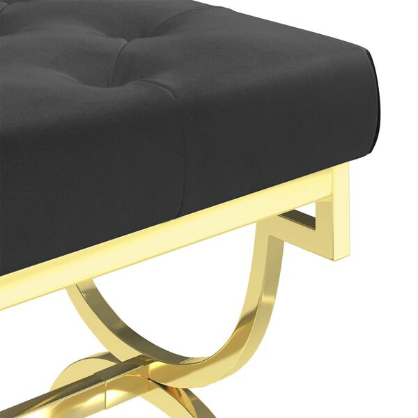 vidaXL Lavička 99 cm, čierna, zamat a nehrdzavej&uacute;ca oceľ