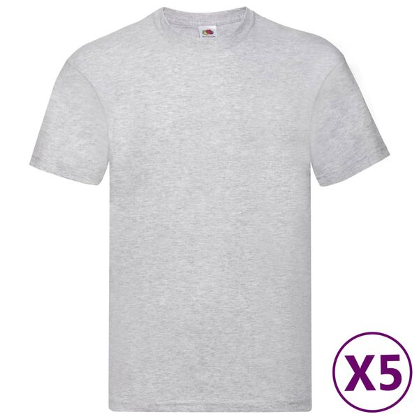 Fruit of the Loom Originálne tričká 5 ks sivé 3XL bavlnené