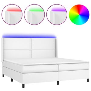 vidaXL Boxspring posteľ s matracom a LED biela 200x200 cm umel&aacute; koža