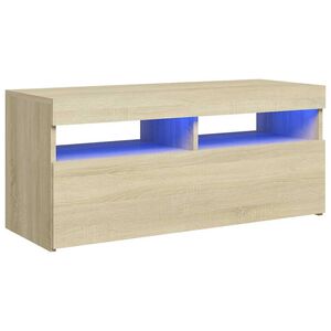 vidaXL TV skrinka s LED svetlami dub sonoma 90x35x40 cm