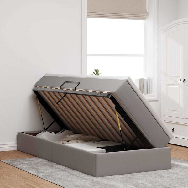 vidaXL Postel s &uacute;ložn&yacute;m prostorem a matrac&iacute; Sivohned&aacute; 90 x 190 cm