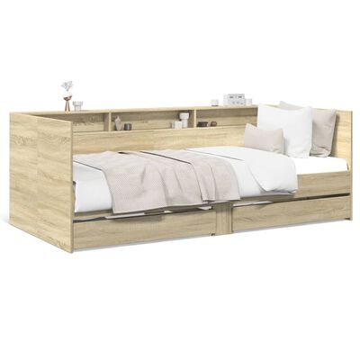 vidaXL Denná posteľ so zásuvkami dub sonoma 90x190 cm kompozitné drevo