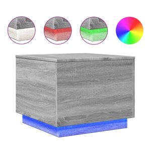 vidaXL Konferenčn&yacute; stol&iacute;k s LED svetlami siv&yacute; sonoma 50x50x40 cm
