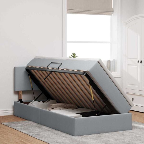 vidaXL Postel s &uacute;ložn&yacute;m prostorem a LED svetlom s LED Svetlosiv&aacute; l&aacute;tka