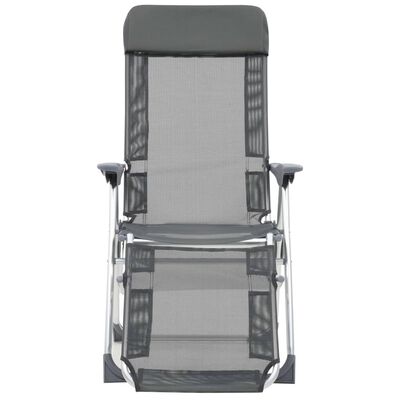 vidaXL Skladacie kempingové stoličky s opierkami nôh 2ks sivé textilén