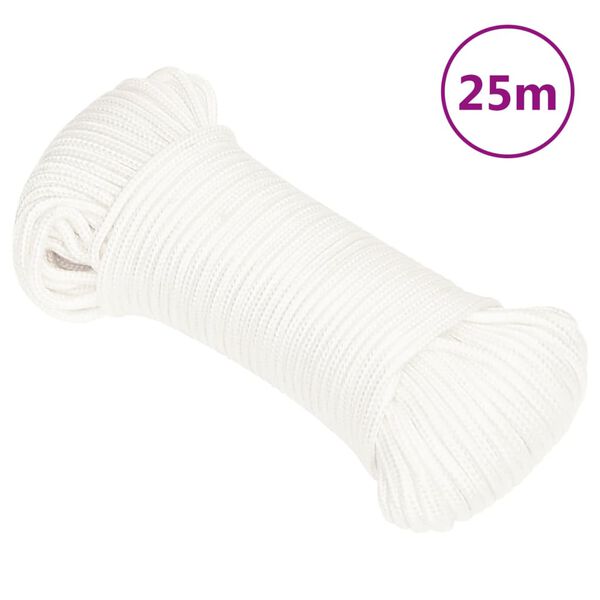 vidaXL Lodn&eacute; lano biele 4 mm 25 m polypropyl&eacute;n