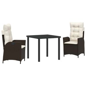 vidaXL Z&aacute;hradn&yacute; jed&aacute;lensk&yacute; set s vank&uacute;&scaron;om 3 pcs Hned&aacute; polyratan
