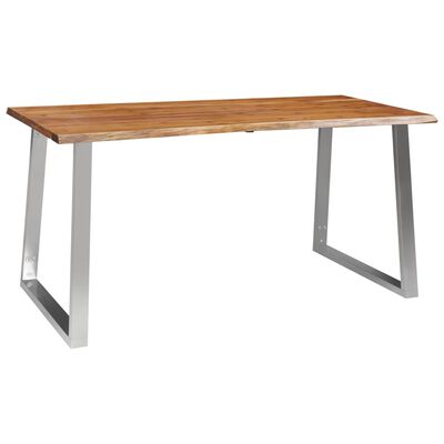 vidaXL Jedálenský stôl 160x80x75 cm masívne akáciové drevo a nehrdzavejúca oceľ