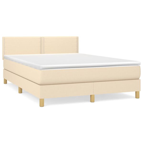 vidaXL Boxspring posteľ s matracom kr&eacute;mov&yacute; 140x190 cm l&aacute;tka