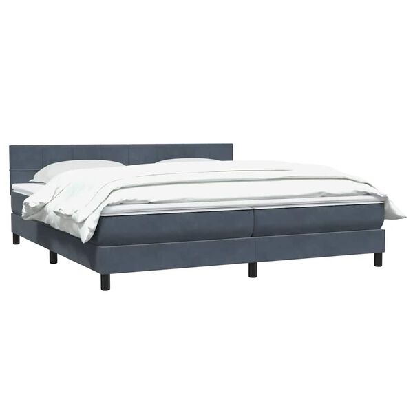 vidaXL Posteľn&yacute; r&aacute;m boxspring s matracom tmavosiv&yacute; 180x210 cm zamat