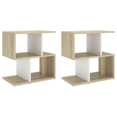 vidaXL Nočné stolíky 2 ks, biela+sonoma 50x30x51,5cm, kompozitné drevo