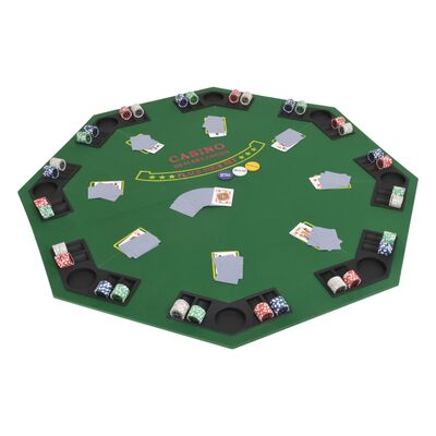 vidaXL Skladacia podložka na poker pre 8 hráčov, osemuholník, zelená