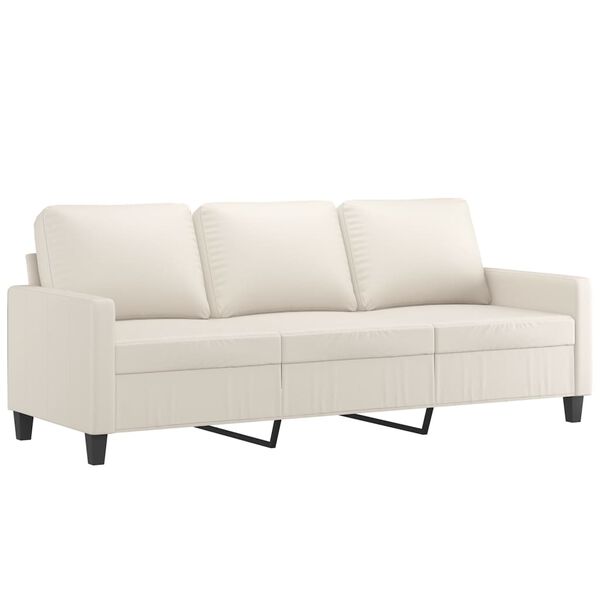 vidaXL 3-miestna pohovka s podnožkou kr&eacute;mov&aacute; 180 cm umel&aacute; koža