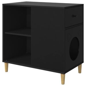 vidaXL Mačka Dom Čierna 72 x 42,5 x 70 cm Kompozitn&eacute; drevo